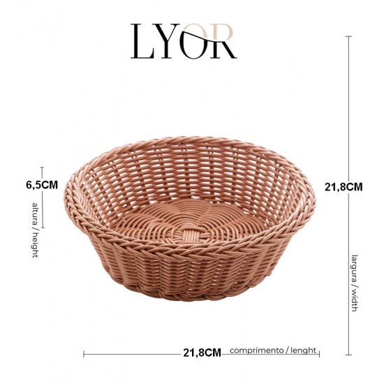 Cesta 21,8x6,5cm De Rattan Plástico Redonda